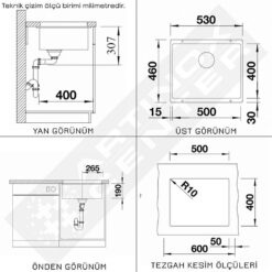 Alternative view of Blanco SUBLINE 500 U Granit Antrasit Evye, MIDA-S Krom Spiralli Armatür Set
