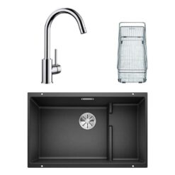 Blanco SUBLINE 700 U LEVEL Granit Antrasit Evye, MIDA Krom Armatür Set, Aksesuar hediyeli