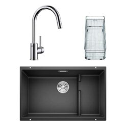 Blanco SUBLINE 700 U LEVEL Granit Antrasit Evye, MIDA-S Krom Spiralli Armatür Set, Aksesuar hediyeli