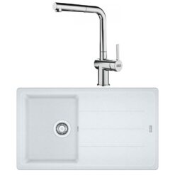 Franke BFG 611 Granit Bianco Evye, Active Plus Doccia Krom Spiralli Armatür Seti