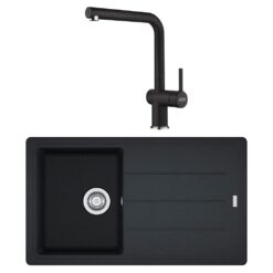 Franke BFG 611 Granit Nero Evye, Active Plus Doccia Nero Spiralli Armatür Seti