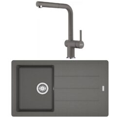 Franke BFG 611 Granit Stone Grey Evye, Active Plus Doccia Stone Grey Spiralli Armatür Seti