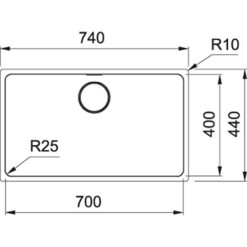 Alternative view of Franke MYX 110-70 Paslanmaz Çelik Eviye, Tezgah altı, 70x40cm
