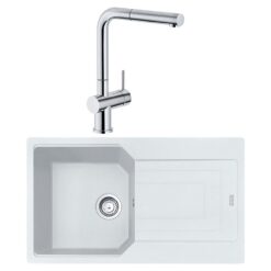 Franke UBG 611-86 Granit Bianco Evye, Active Plus Doccia Krom Armatür