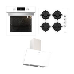 Silverline Ankastre Set; BO6504W01 Fırın, CS5343W01 Ocak, Soho Beyaz 80 cm Davlumbaz