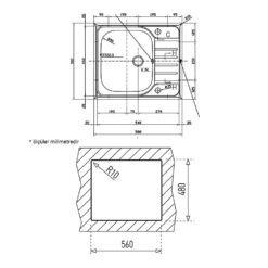 Alternative view of Teka CLASSİC 1B 1.2 D 580.500 Çelik Evye, Tezgah Üstü, Mat Yüzey, Sol Damlalıklı, 58x50 cm