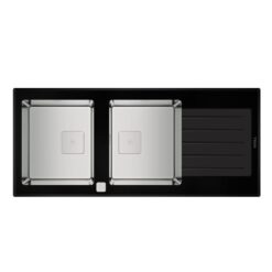 Teka DIAMOND RS15 2B 1D Tezgahüstü Cam Yüzeyli Paslanmaz Çelik Eviye, Çift Yönlü, 116x51 cm